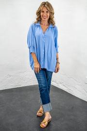 Rebecca Spring Blue Oversized Top