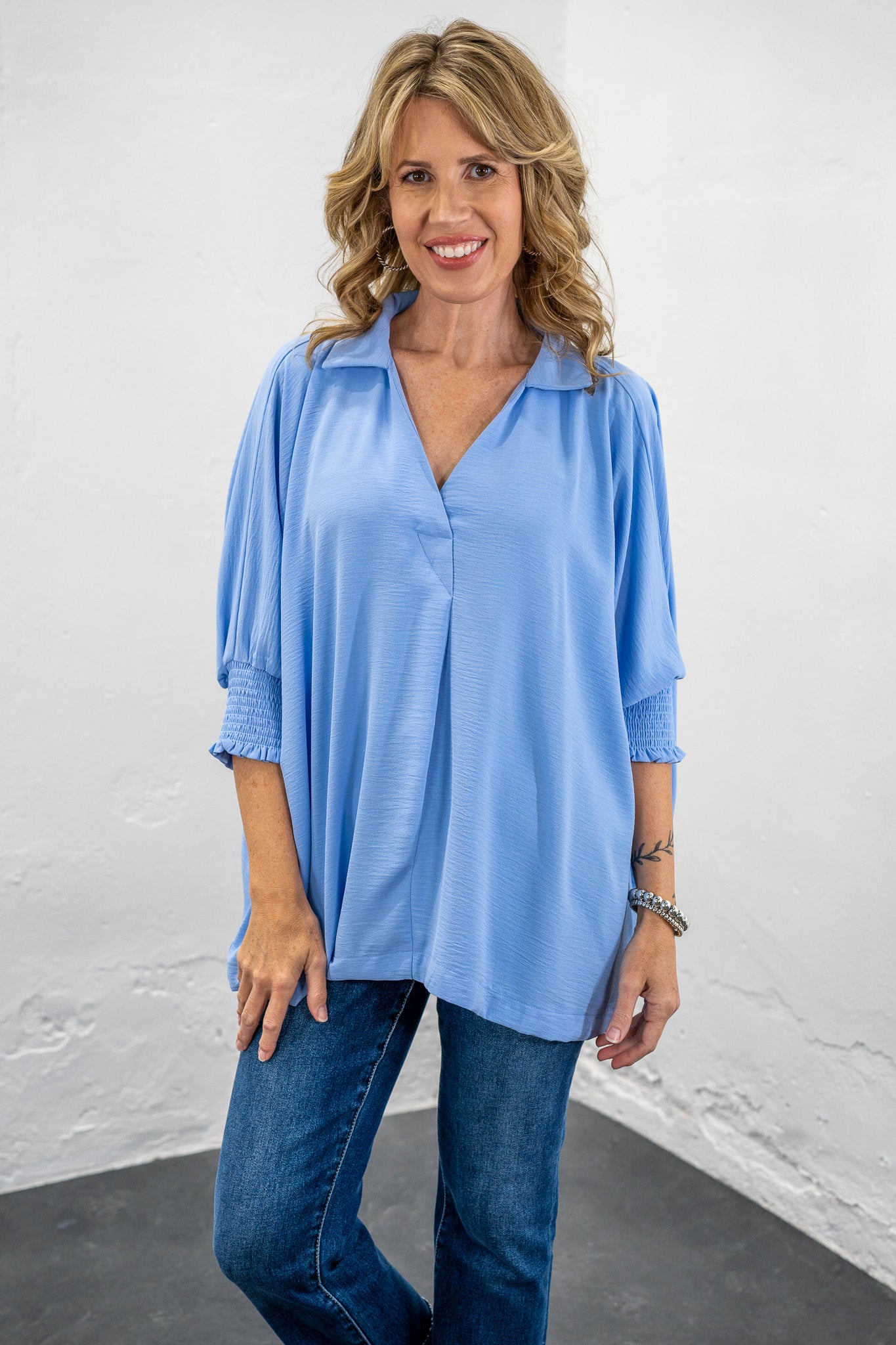 Rebecca Spring Blue Oversized Top