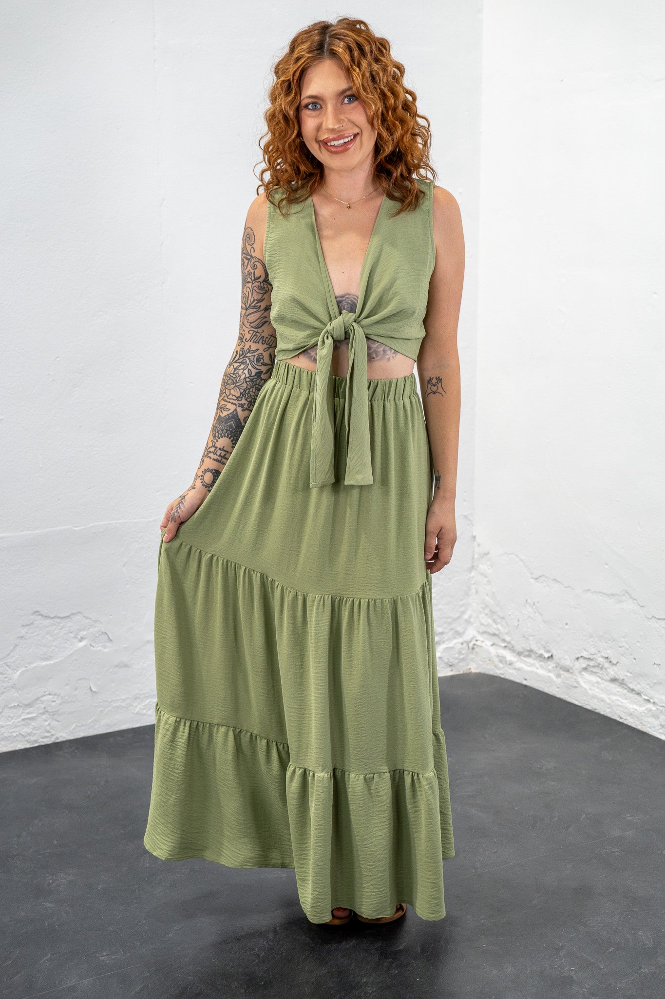 Amaya Sage Skirt Set