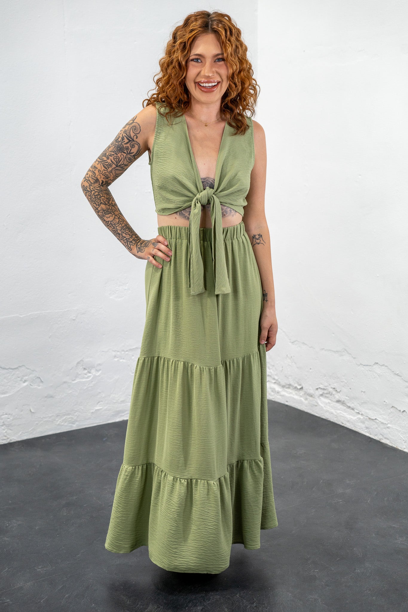 Amaya Sage Skirt Set