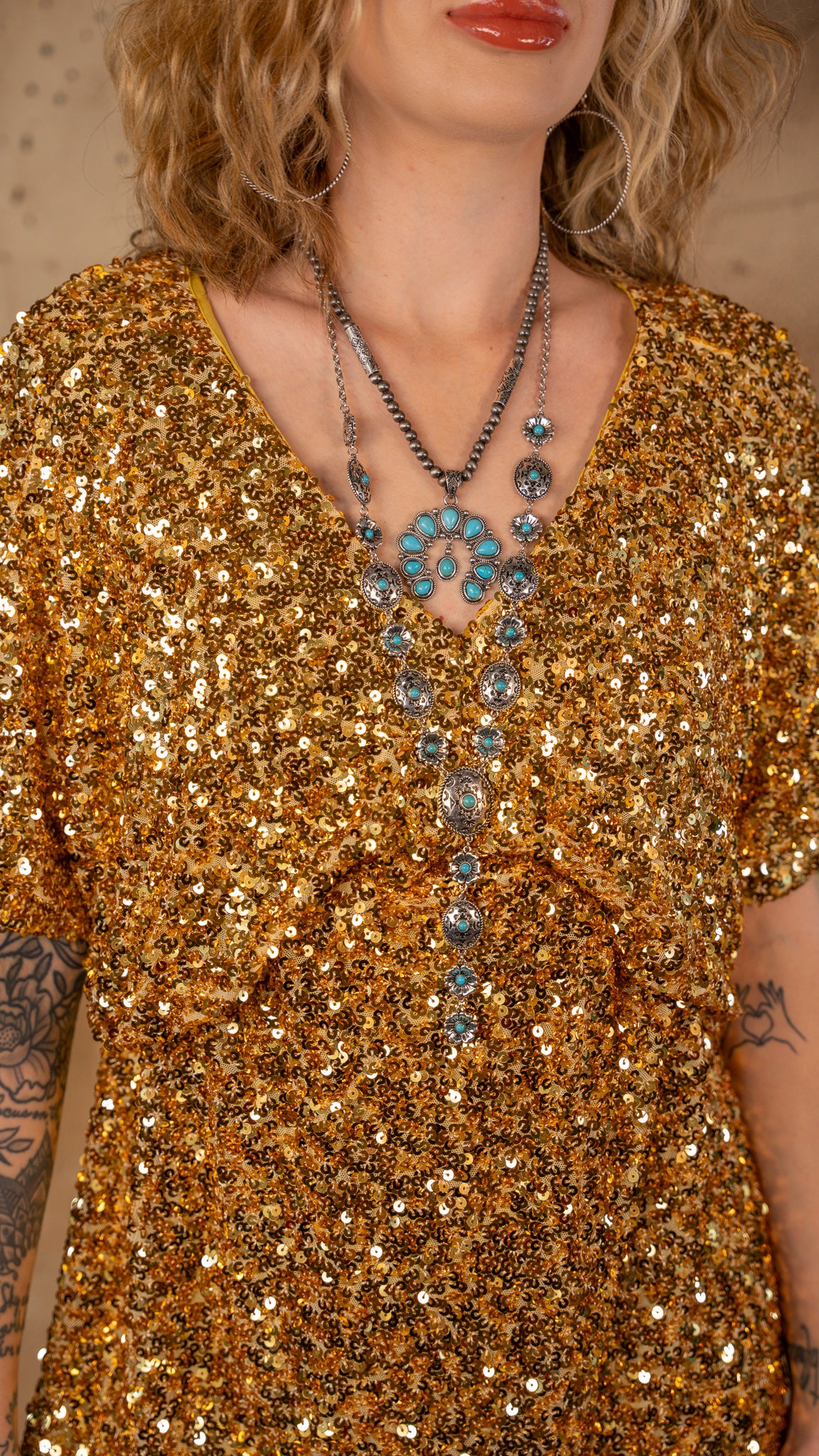 Too Glam Gold Sequin Dress