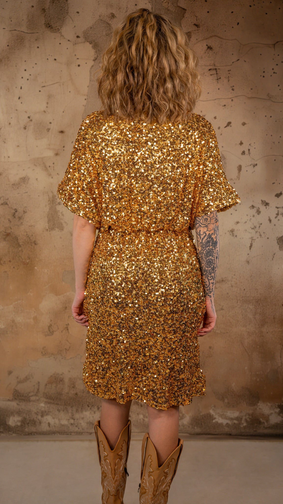 Too Glam Gold Sequin Dress