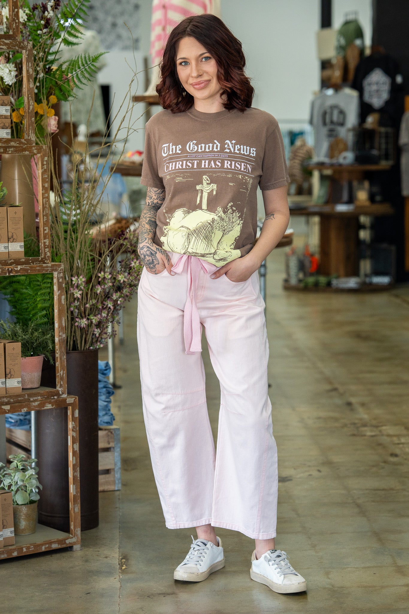 Rylee Light Pink Barrel Pants