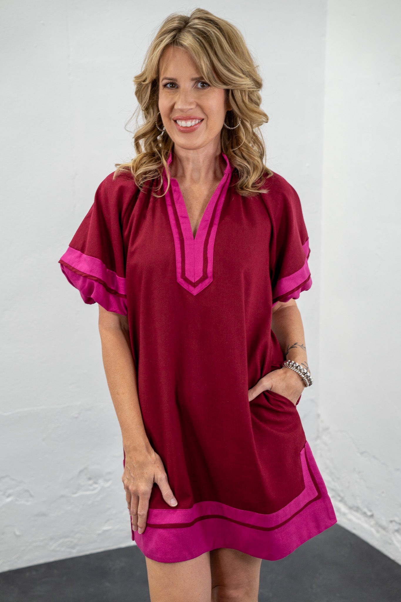 Blissfully Yours Maroon & Magenta Dress