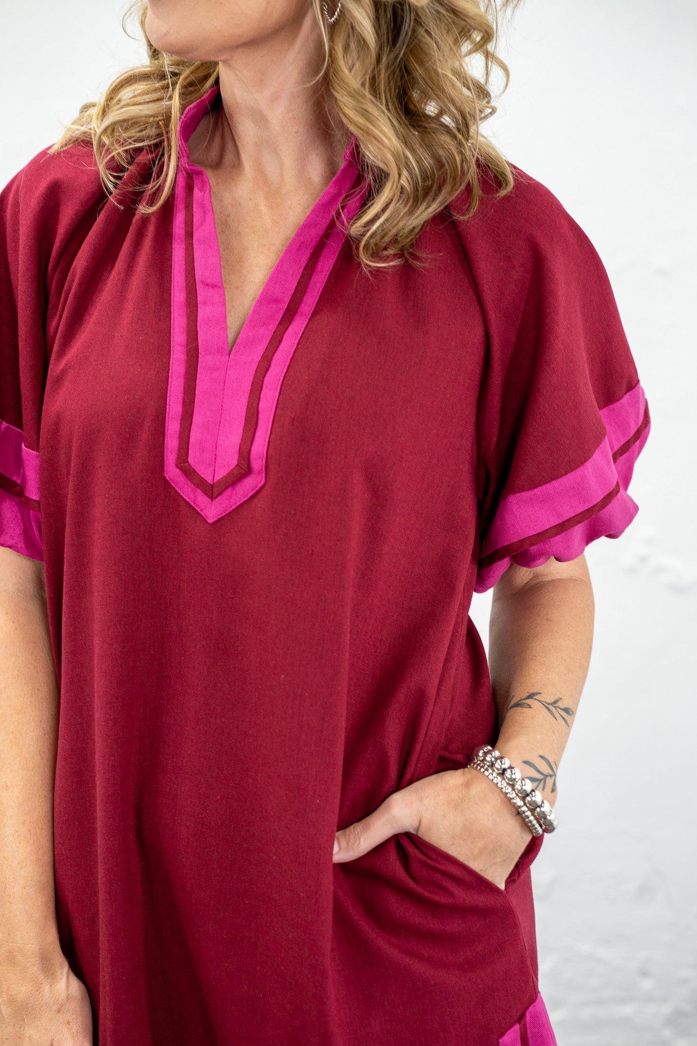Blissfully Yours Maroon & Magenta Dress