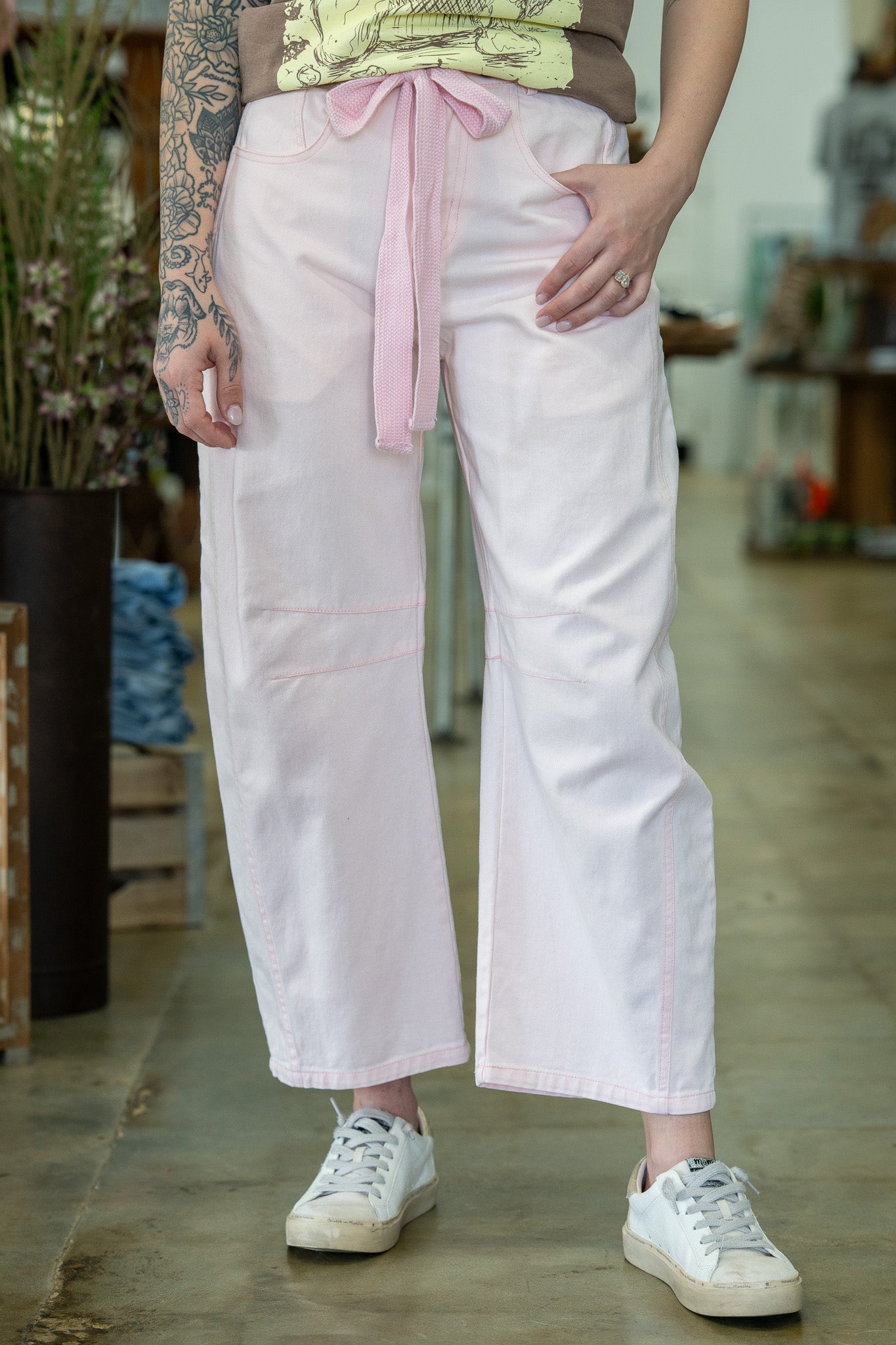 Rylee Light Pink Barrel Pants