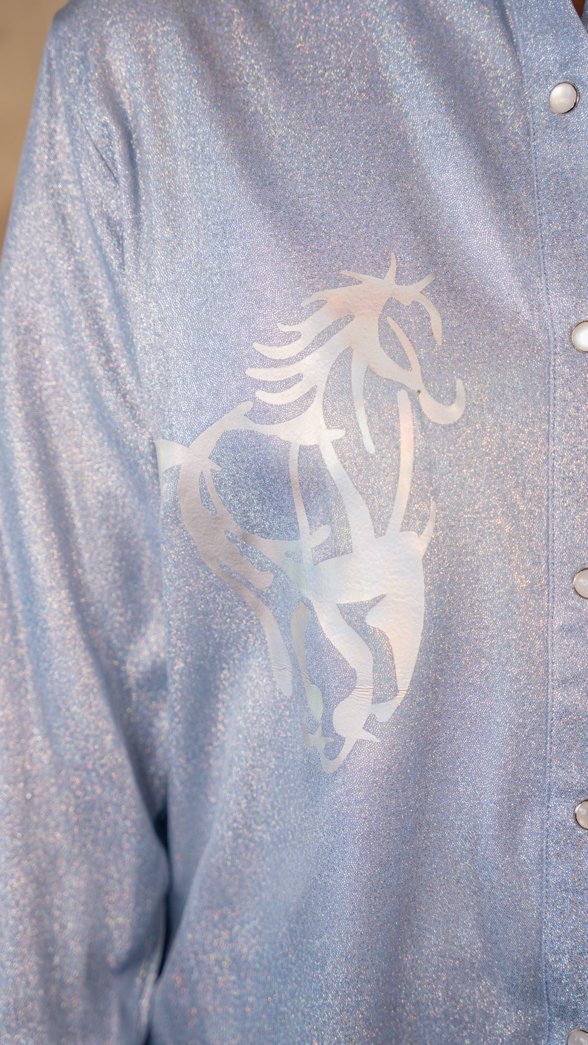 Saddle Up Iridescent Button Down Top