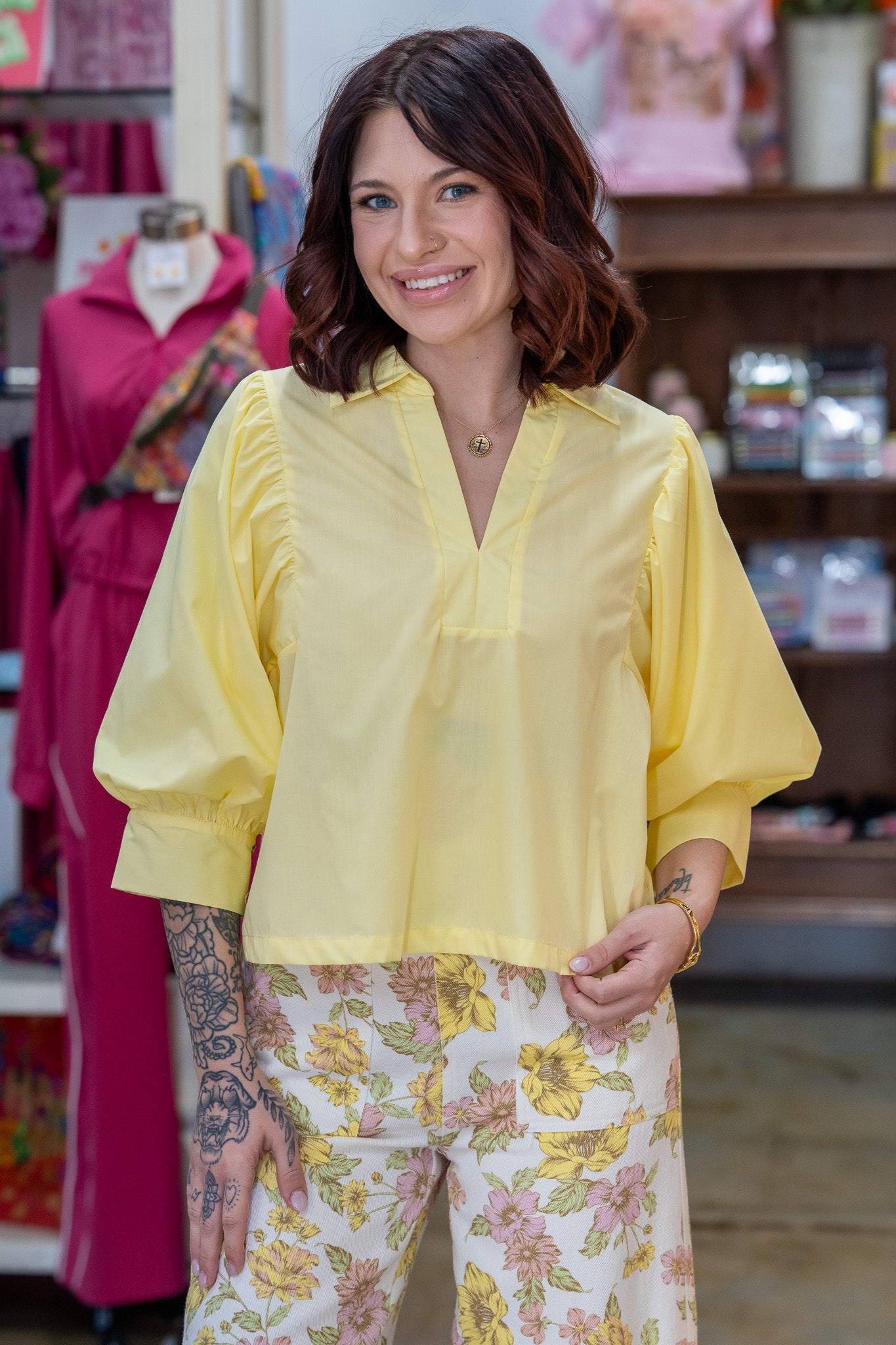 Alexia Yellow V-Neck Top