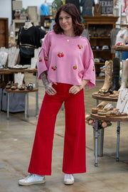 Esther High Rise Red Jeans