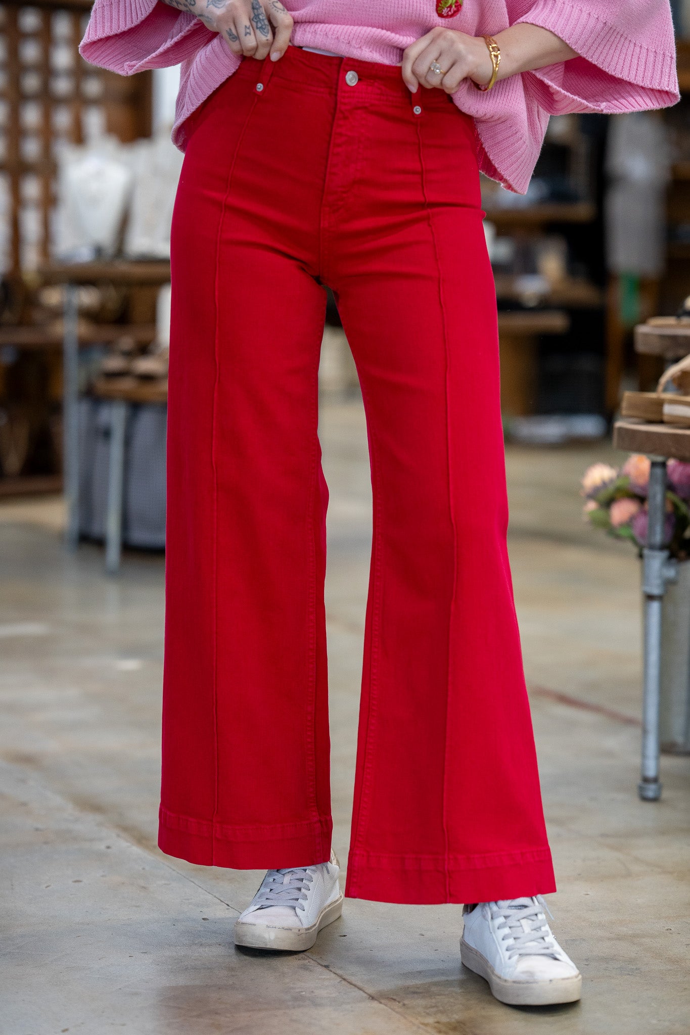 Esther High Rise Red Jeans