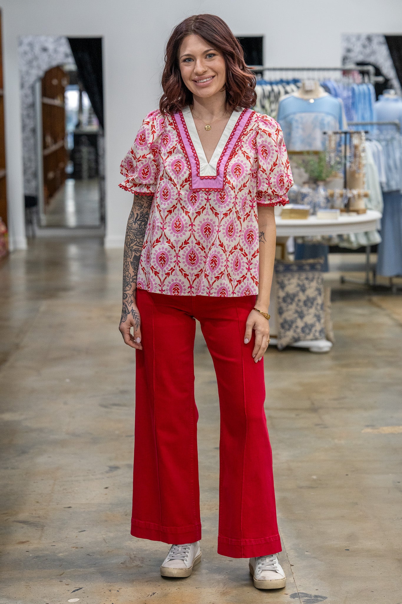 Adaline Pink & Red Top