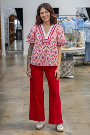 Adaline Pink & Red Top