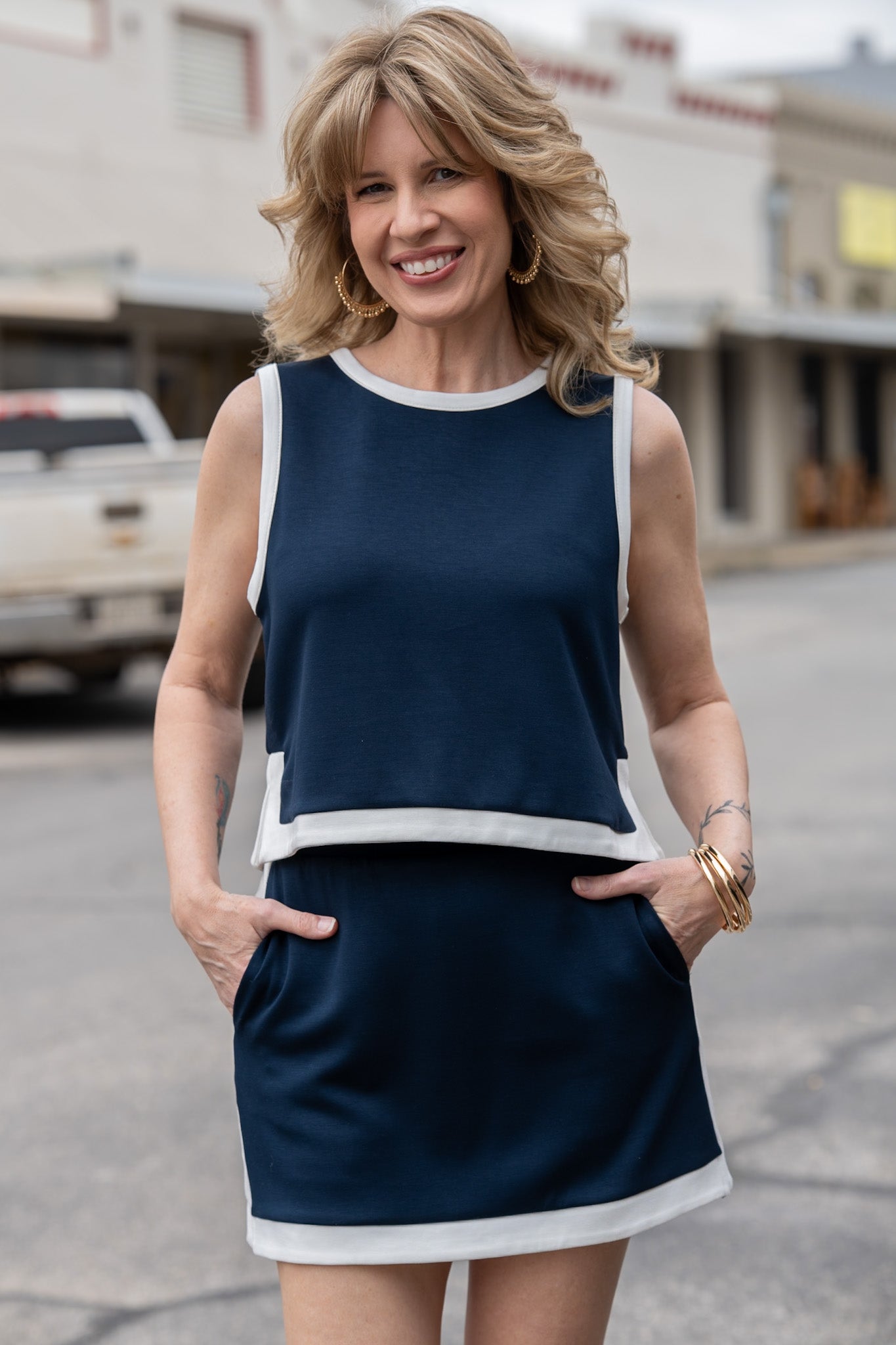 Boss Babe Navy & White Top - Final Sale!