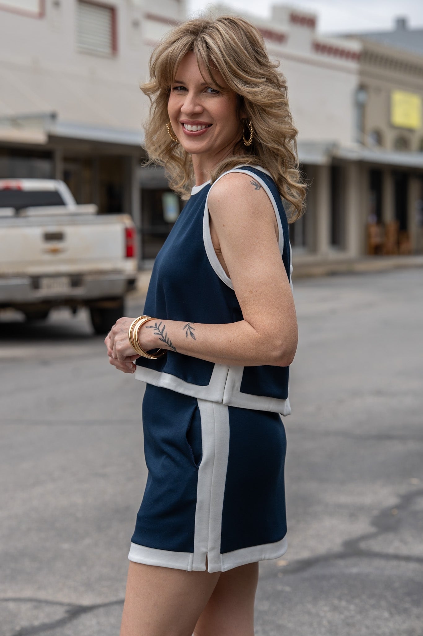 Boss Babe Navy & White Skirt