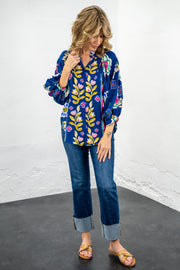 Garden Whim Navy Floral Blouse