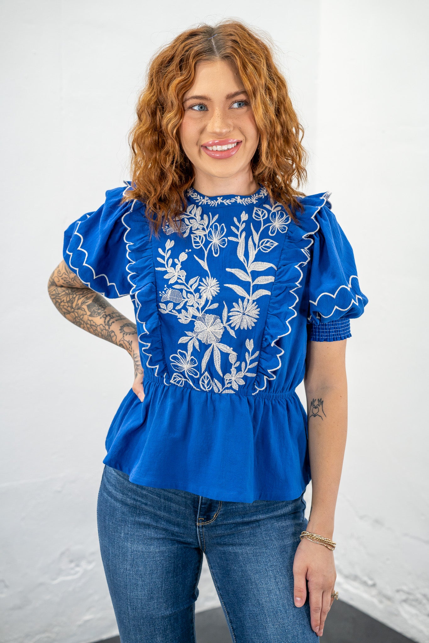 Mira Royal Embroidered Top - Final Sale!