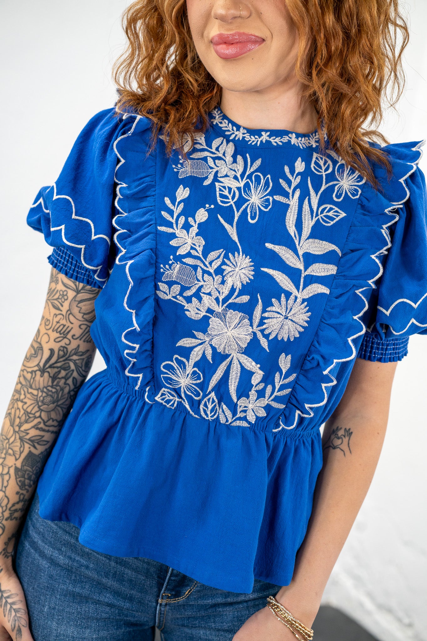 Mira Royal Embroidered Top - Final Sale!