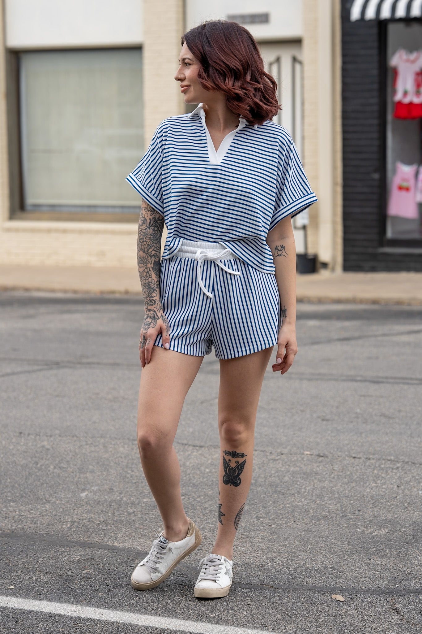 Quinn Navy & White Striped Set