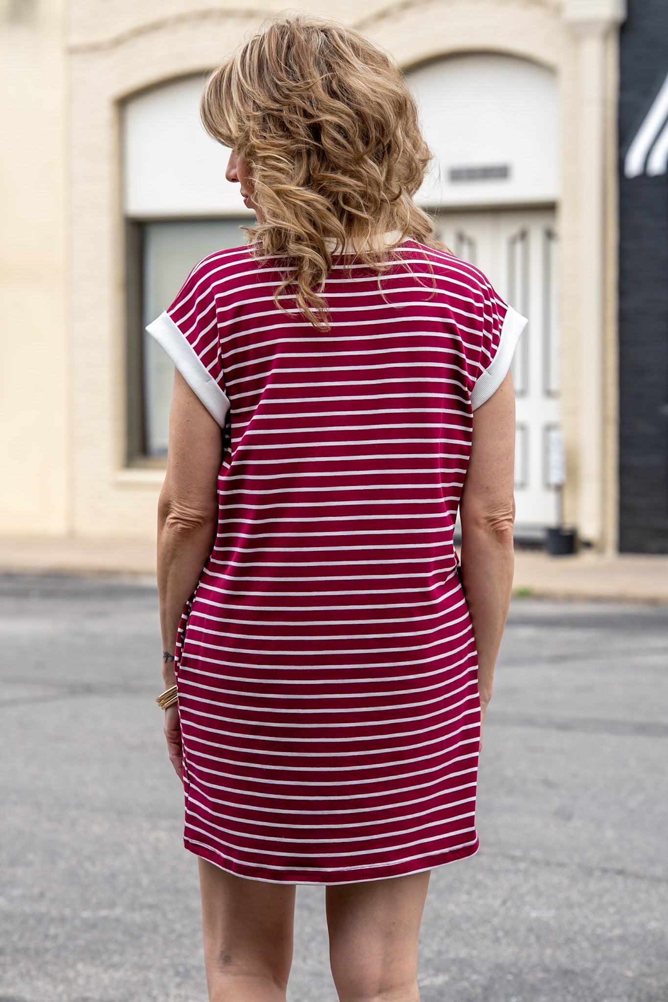 Myra Maroon Striped Dress