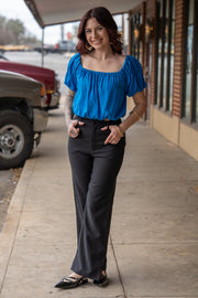 Valarie Royal Bubble Crop Top