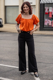 Valarie Orange Bubble Crop Top