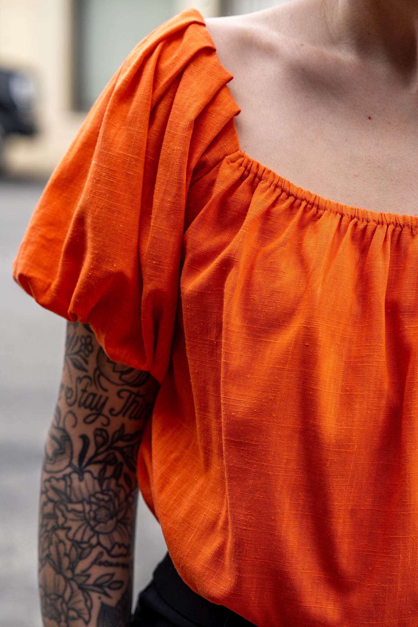 Valarie Orange Bubble Crop Top