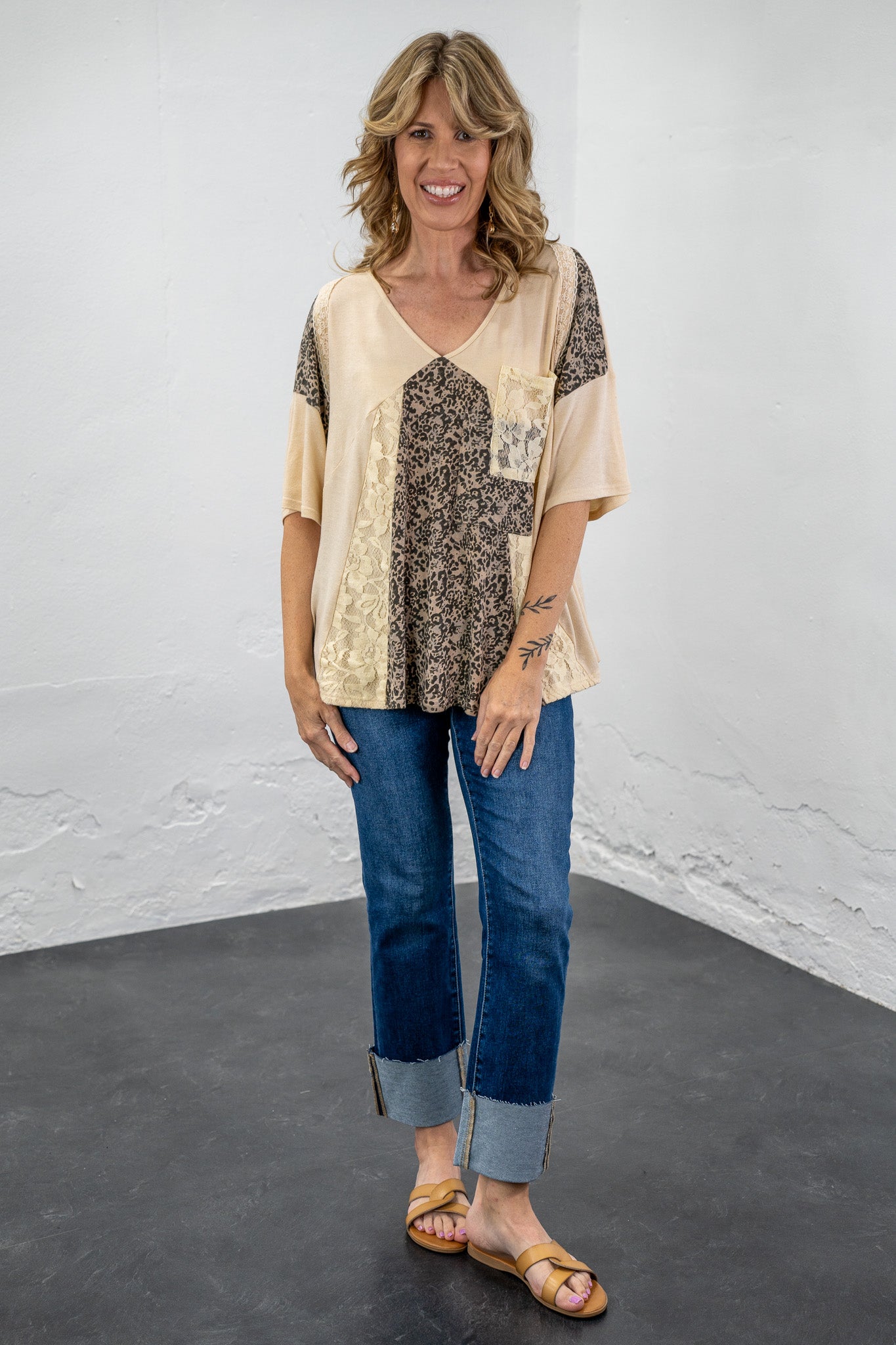 Priscilla Leopard Patchwork Top