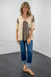 Priscilla Leopard Patchwork Top