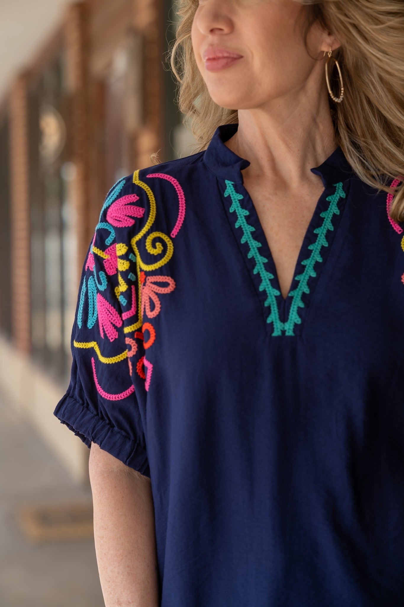 Catalina Navy Embroidered Top