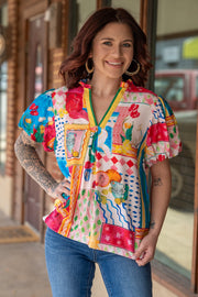 Bright Bonita Bubble Sleeve Top