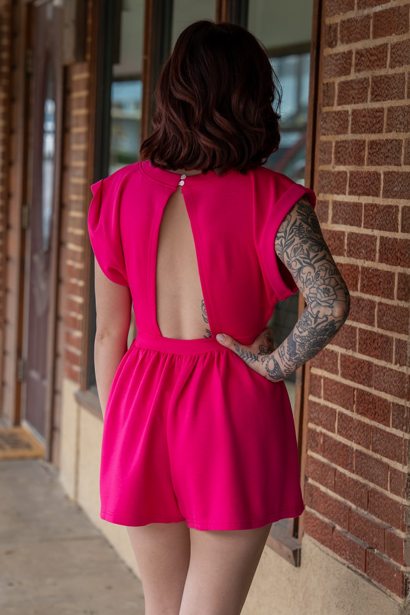 Mandie Hot Pink Scuba Romper