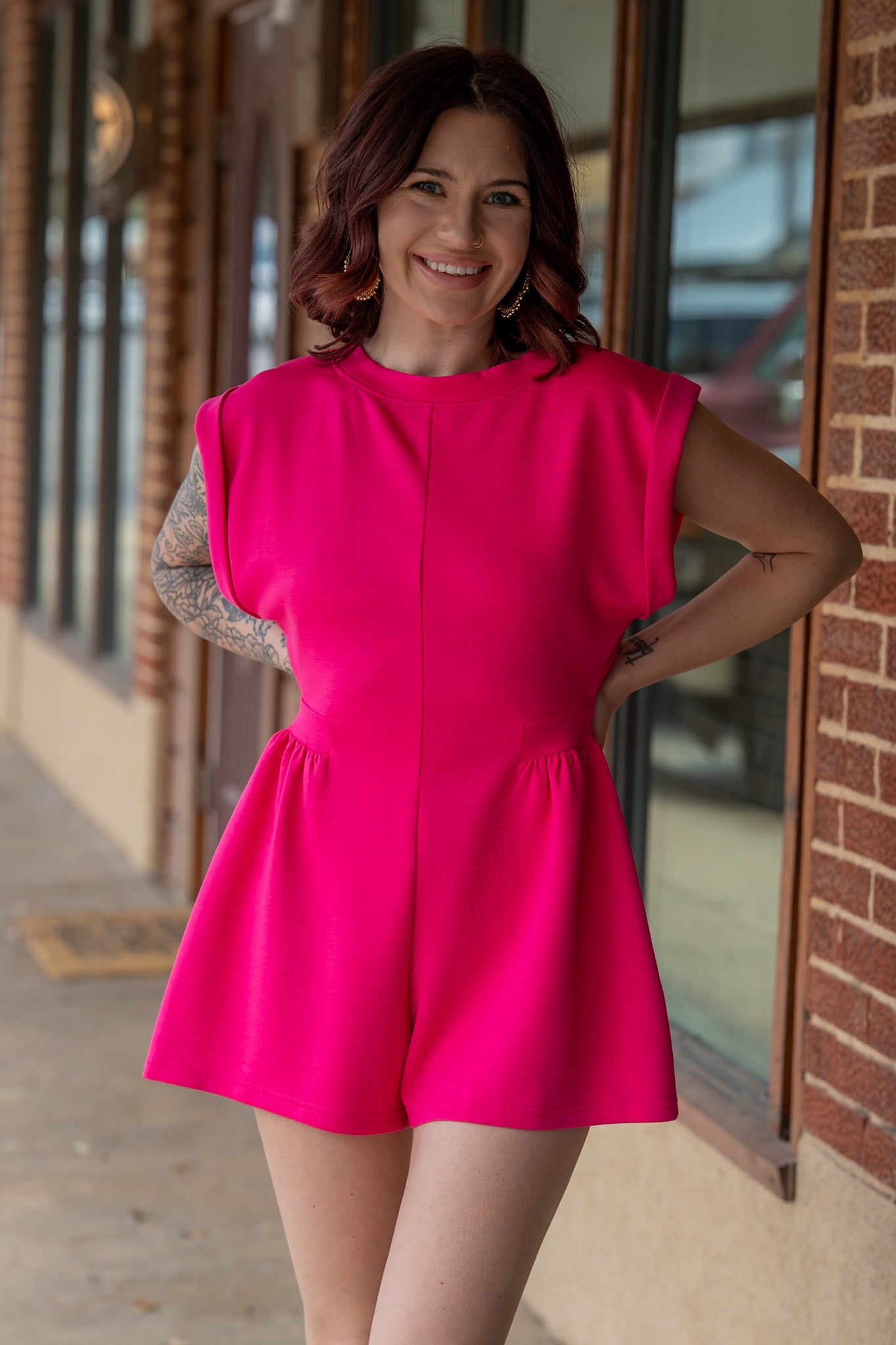 Mandie Hot Pink Scuba Romper