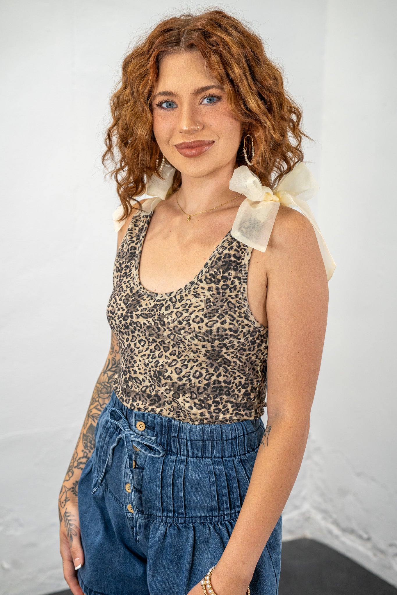 Alandria Leopard Tie Strap Top
