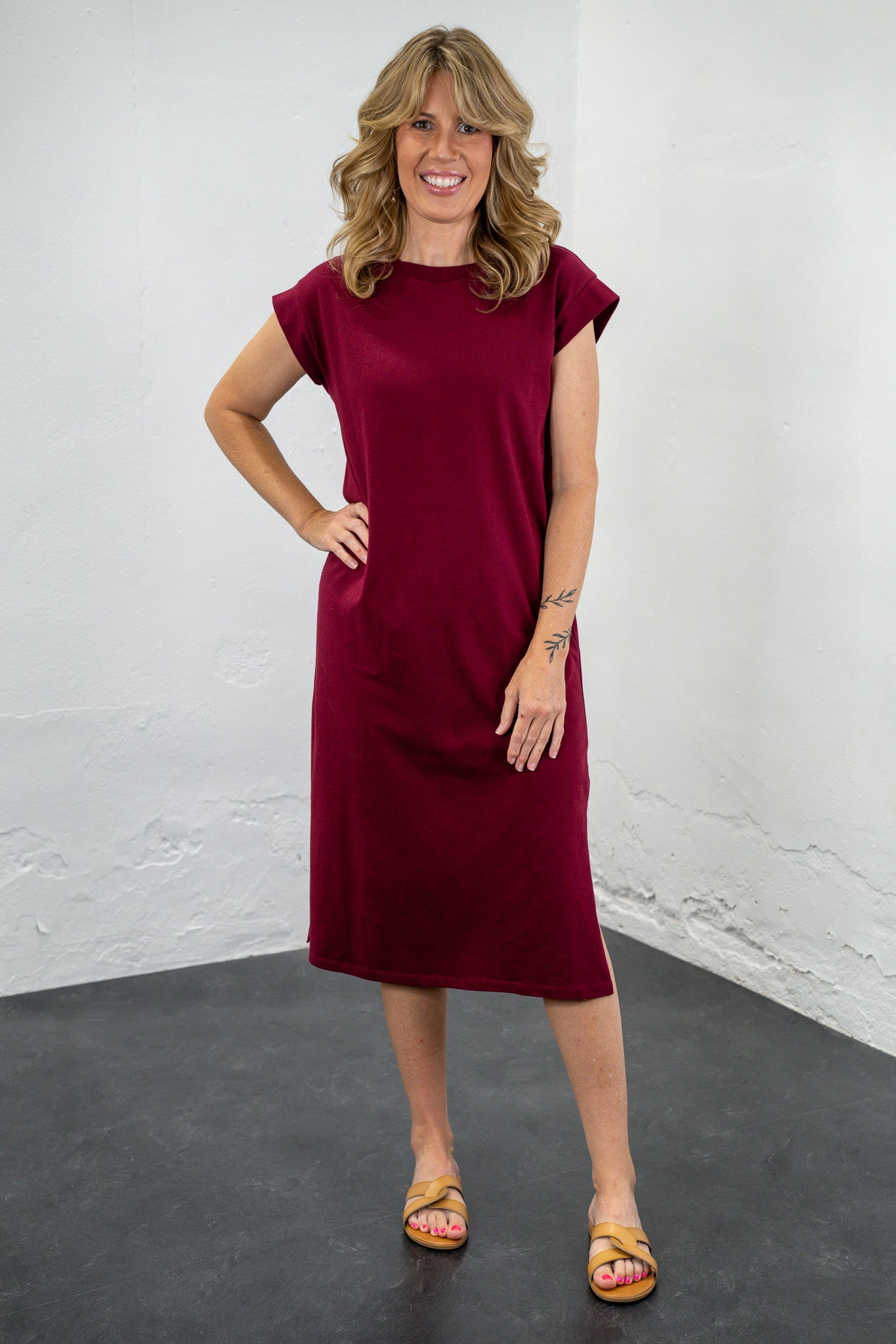 Averie Cabernet Midi Dress