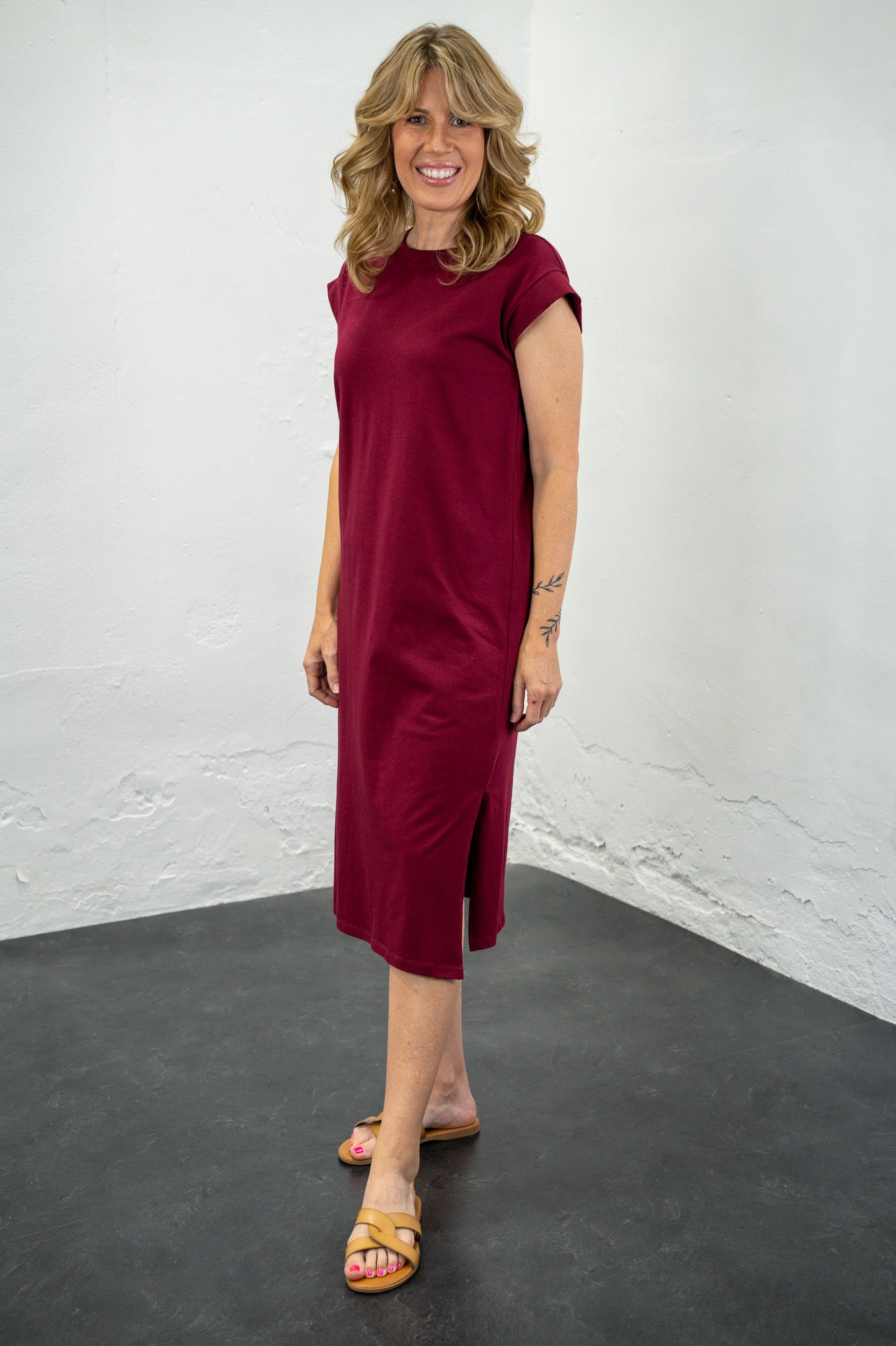 Averie Cabernet Midi Dress