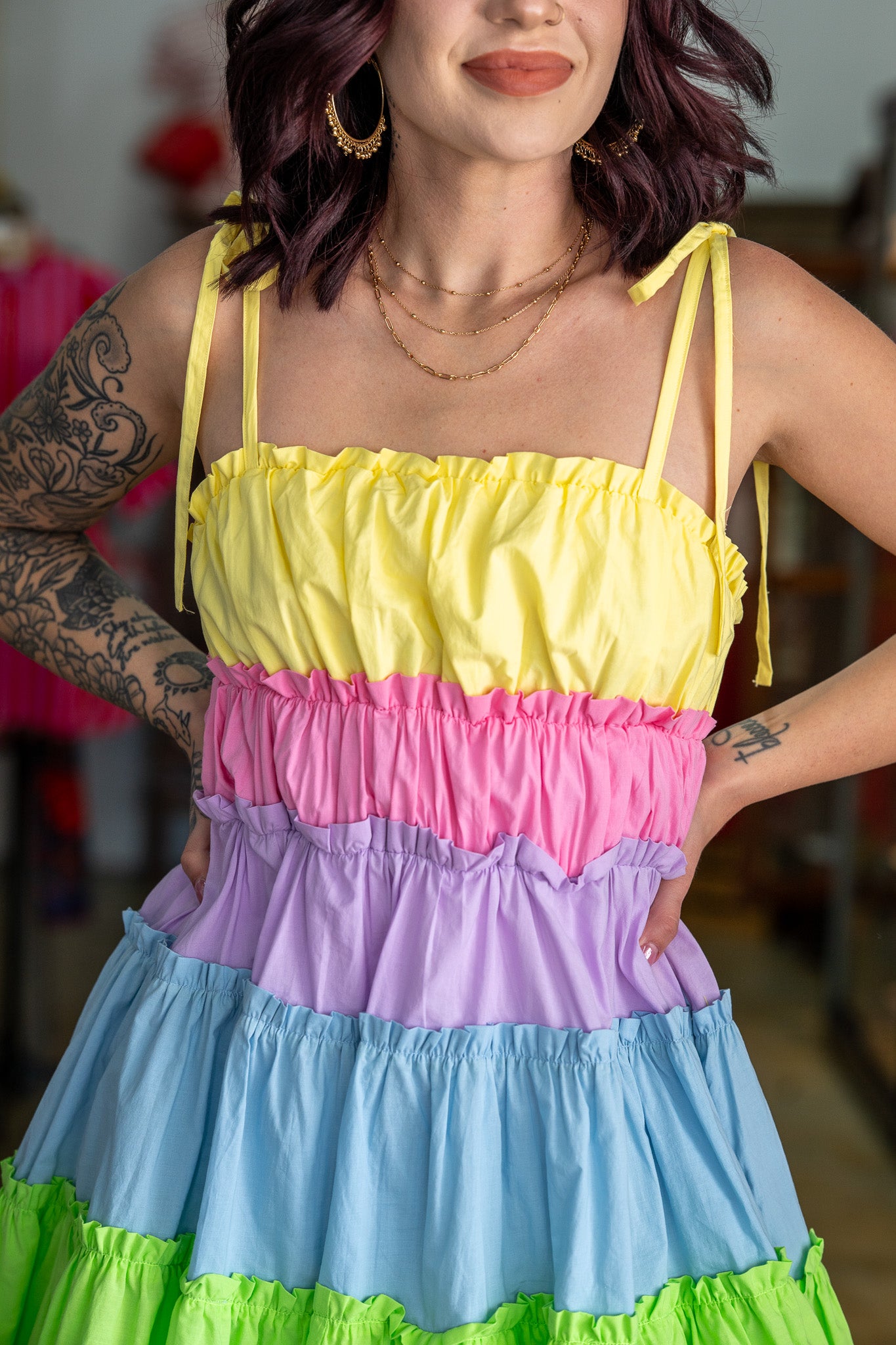 Limeade Moments Tiered Dress