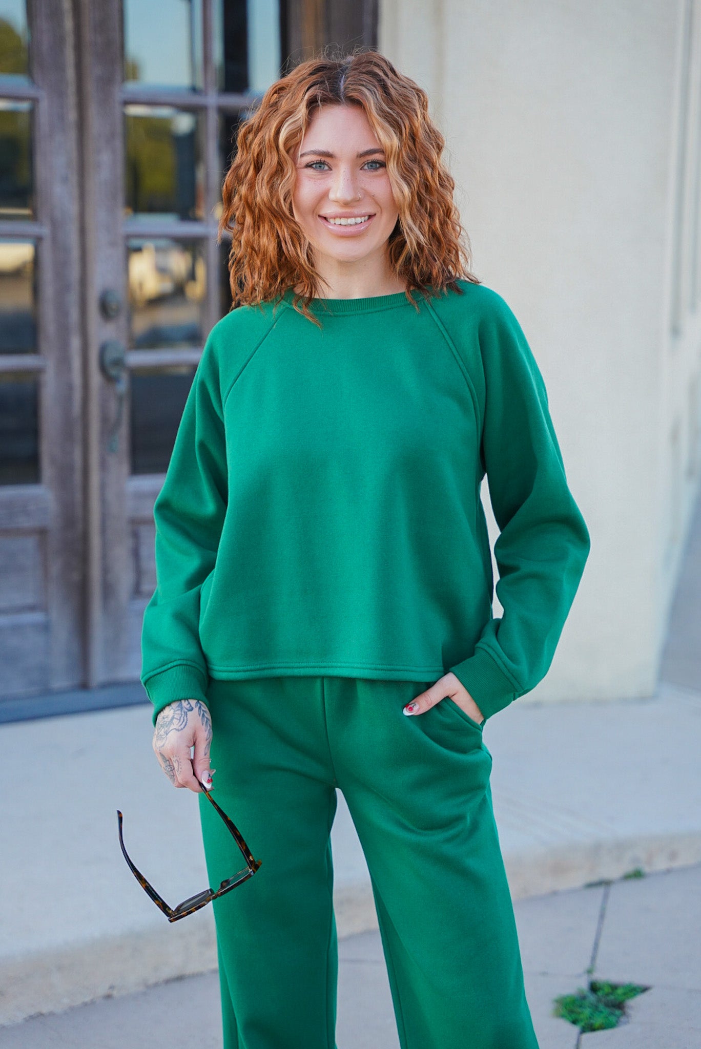 Roxy Green Cropped Sweatshirt