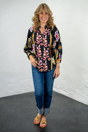 Garden Whim Black Floral Blouse
