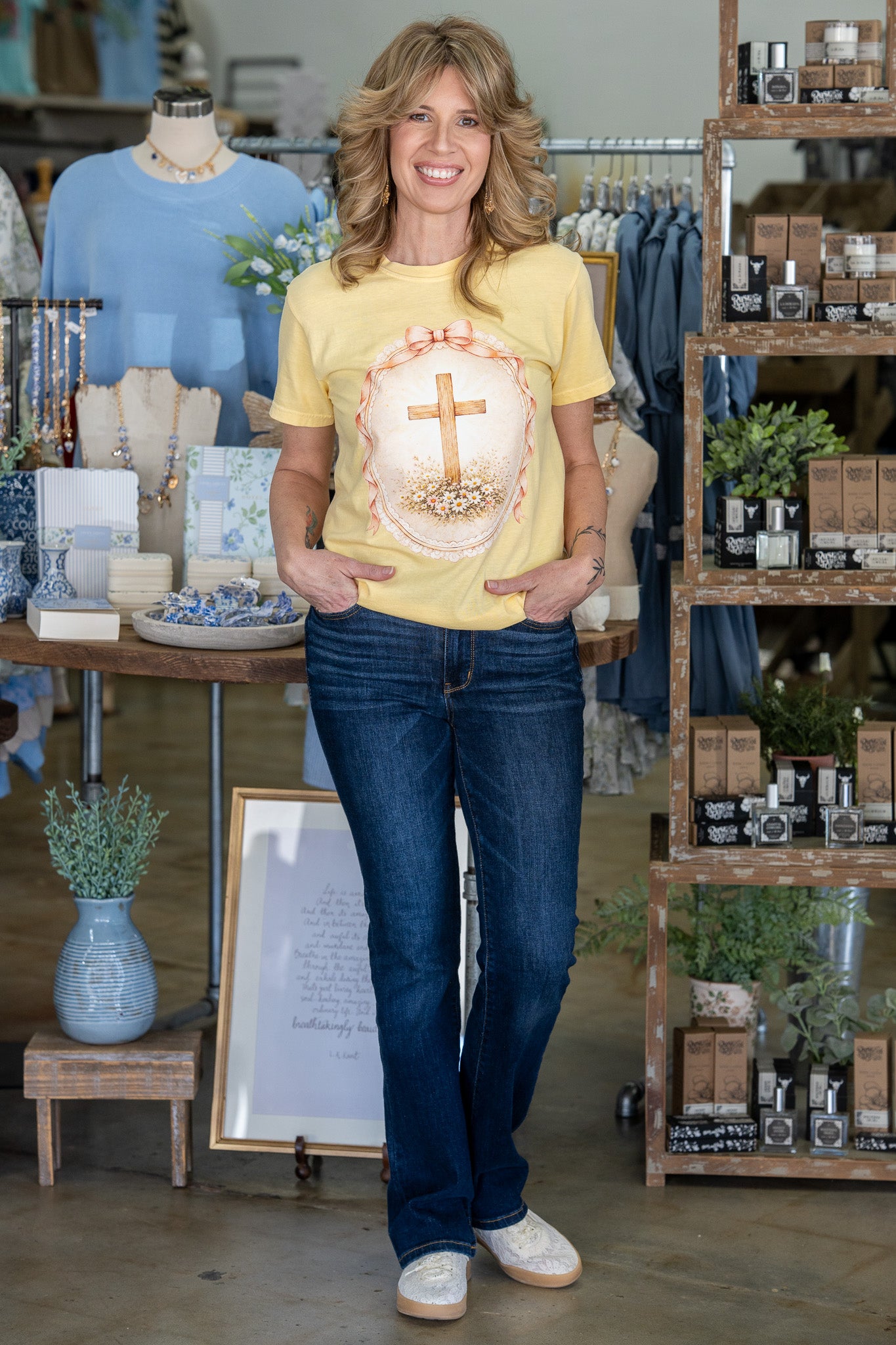 Floral Cross Easter Tee