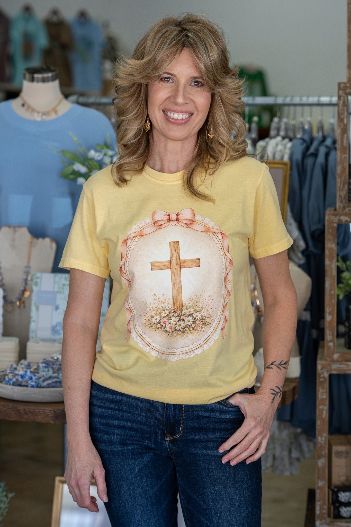 Floral Cross Easter Tee