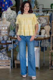 Angelica Yellow Ruffle Top