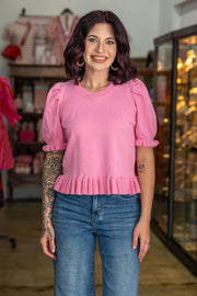 Carla Pink Ruffle Top