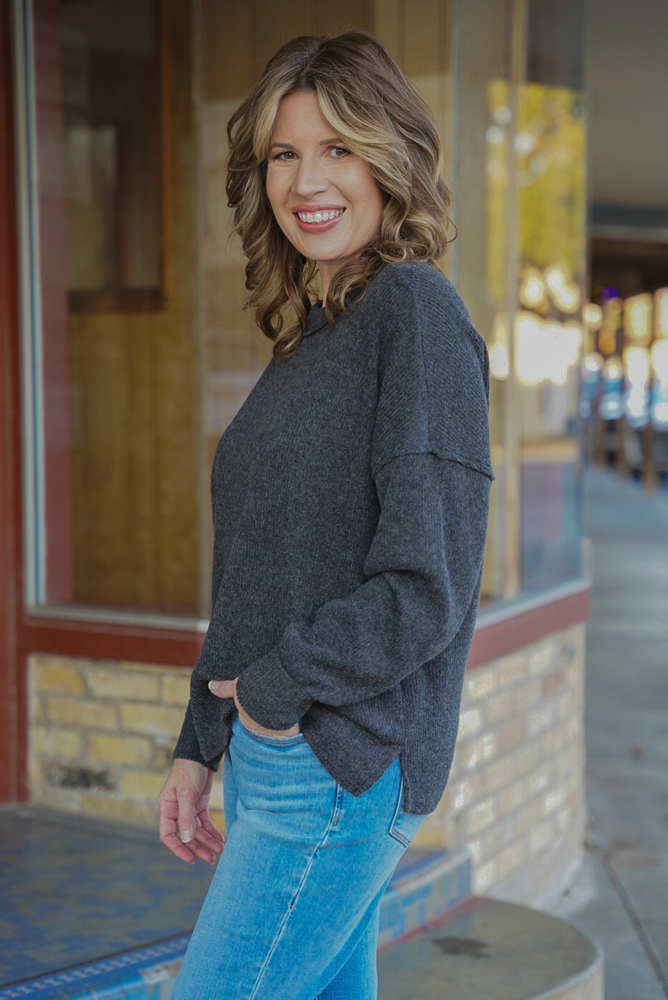 Ella Black Ribbed Top