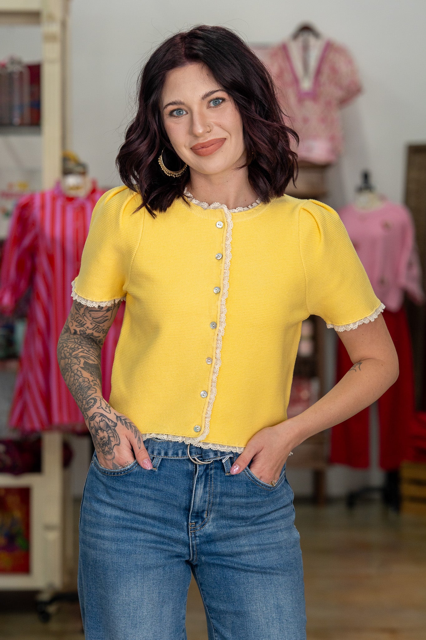 Daydreamer Yellow Button Down