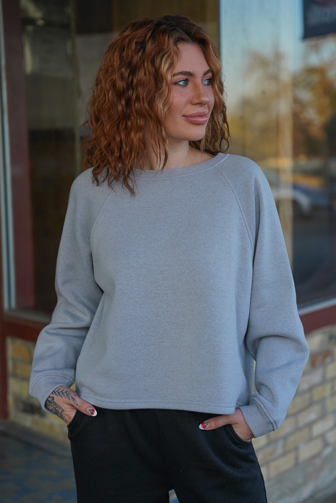 Roxy Grey Cropped Sweatshirt