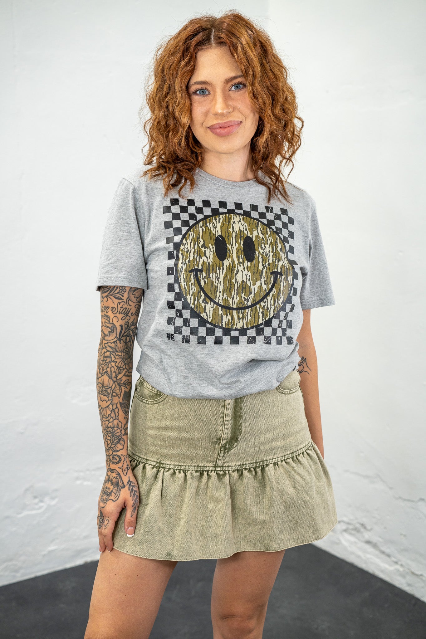 Camo Smiley Face Tee