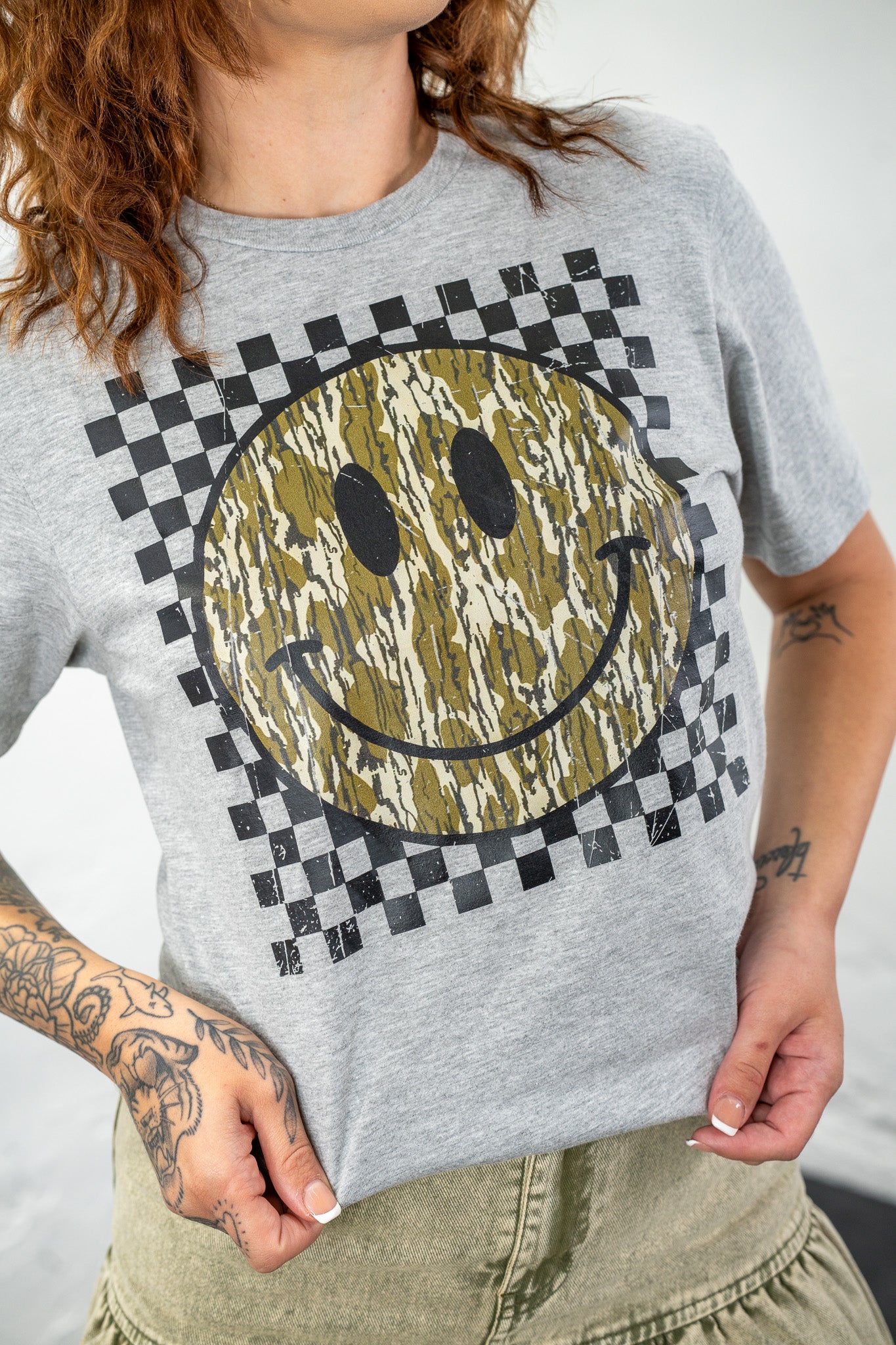 Camo Smiley Face Tee