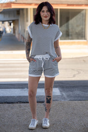 Kelly Black Striped Short Set