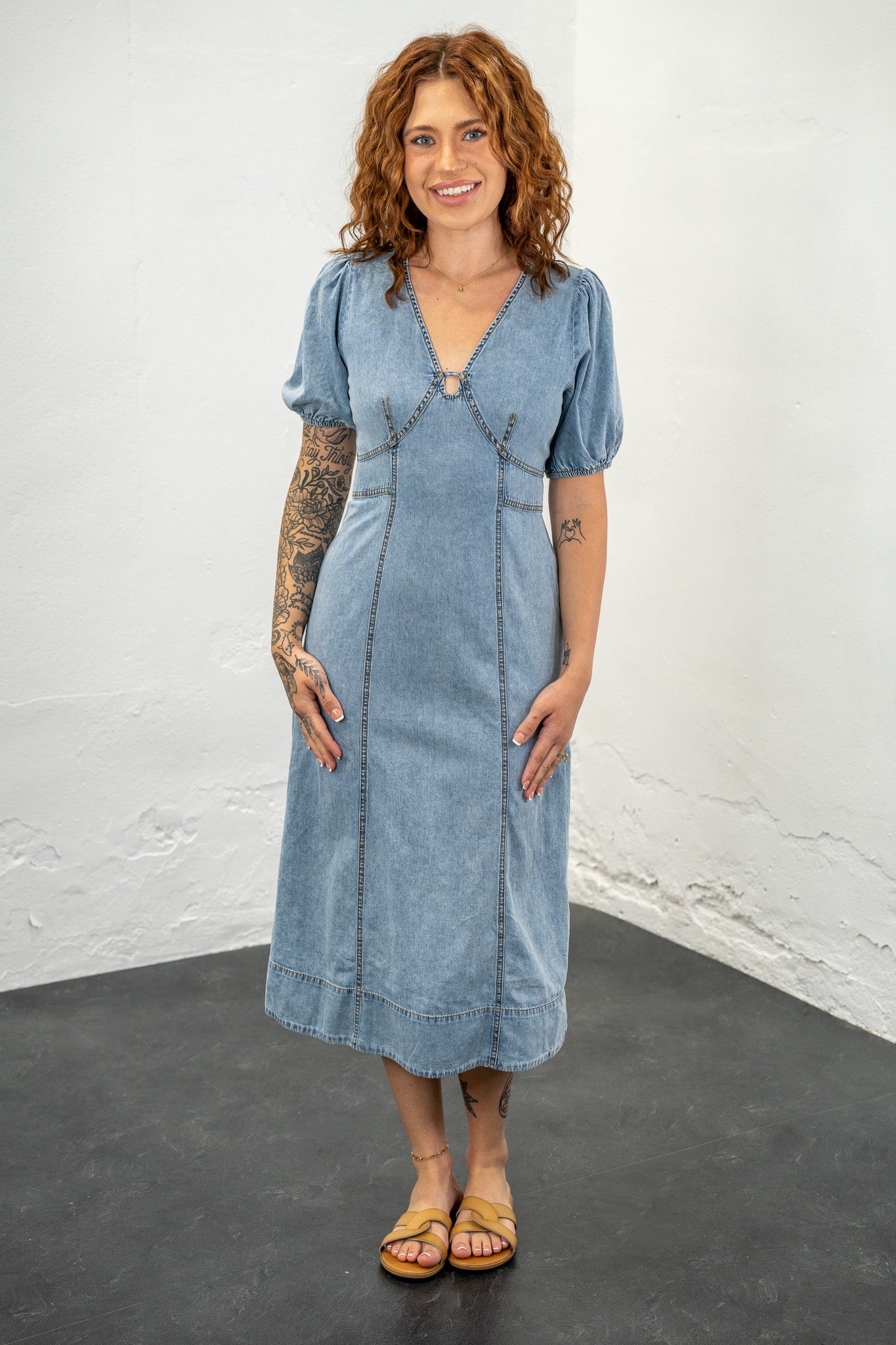 Sweetheart Stitch Denim Dress