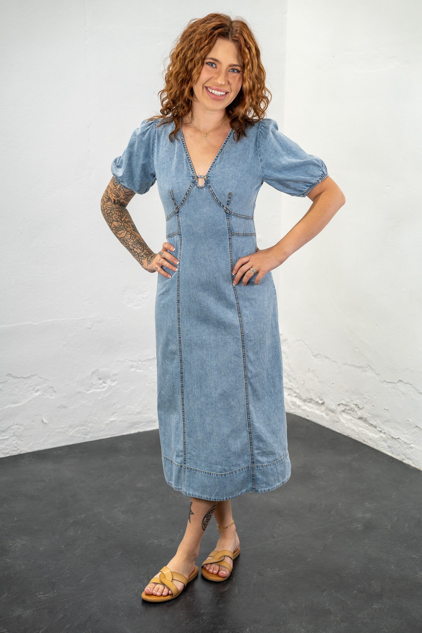Sweetheart Stitch Denim Dress